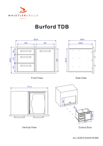 Whistler Burford Stainless Steel Triple Drawer & Waste Combo